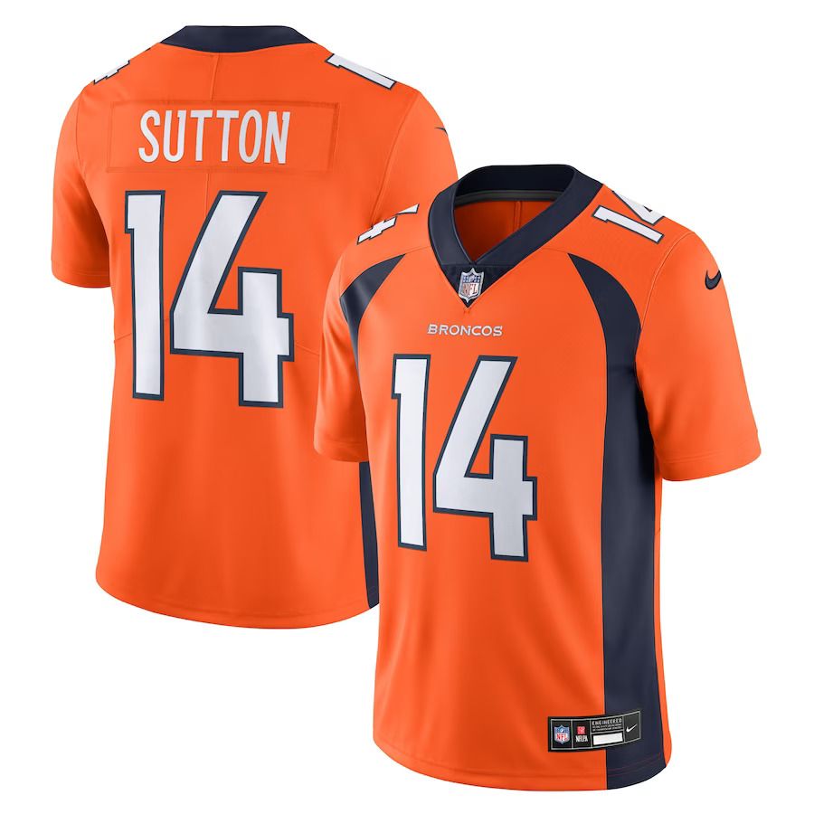 Men Denver Broncos 14 Courtland Sutton Nike Orange Vapor Untouchable Limited NFL Jersey
